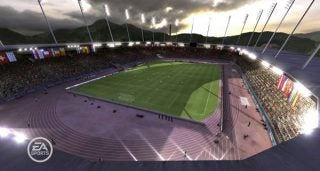 EA Sports UEFA Euro 2008 game screenshot of virtual stadium.