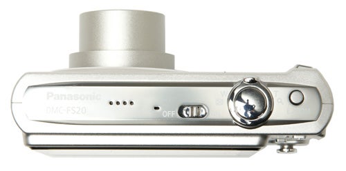 Panasonic Lumix DMC-FS20 camera top view showing controls.