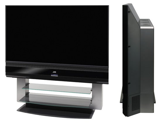 JVC HD-65DS8DDJ 65-inch Rear Projection TV front and side view.