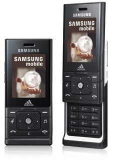Samsung SGH-F110 miCoach phone frontal and angled views.