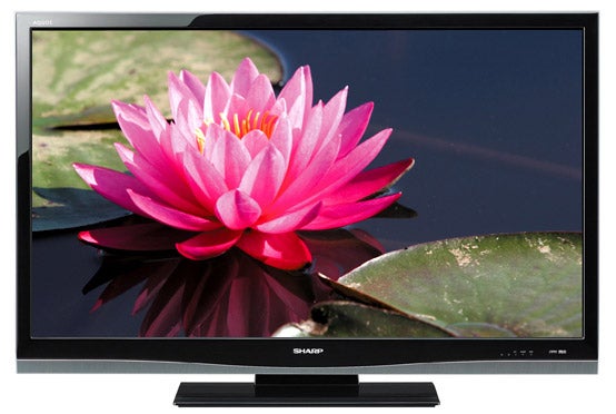 Sharp Aquos LC-32X20E 32-inch LCD TV displaying a pink lotus flower.Sharp Aquos LC-32X20E 32-inch LCD TV displaying a flower image.