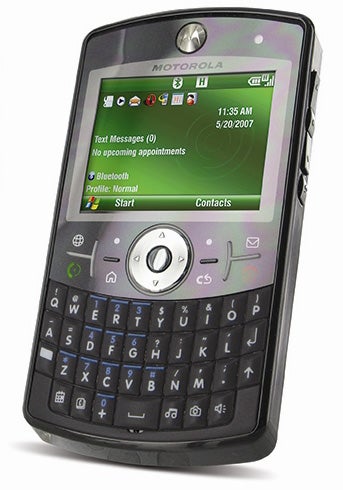 Motorola Q 9h smartphone displayed against white backgroundMotorola Q 9h smartphone displayed on a white background.