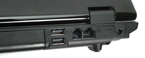 Close-up of Samsung R60+ notebook ports and connectors.Close-up of Samsung R60+ notebook's side ports and connectors