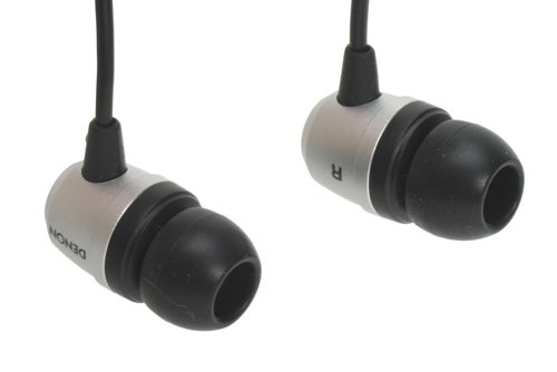 Denon AH-C551 earphones with black ear tips.