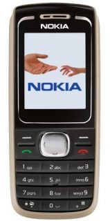 Nokia 1650 mobile phone with screen displaying logo.