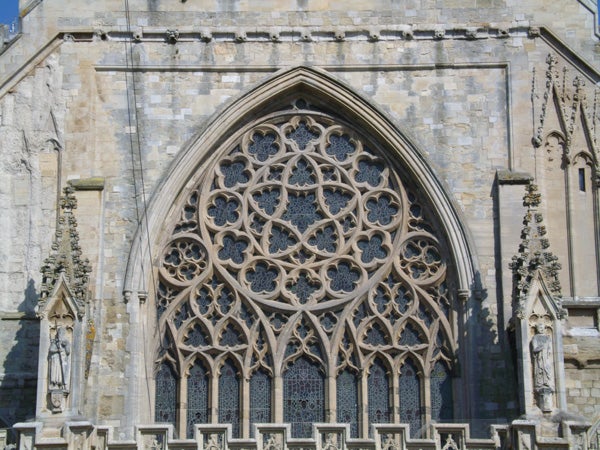 Detailed photo of gothic church window architecture.Photo of a gothic church window taken with GE E840s camera.