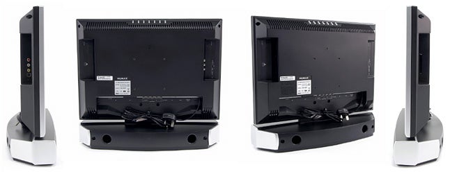 Humax LGB-22DYT 22-inch LCD TV back and side views.Front and rear views of Humax 22-inch LCD TV.