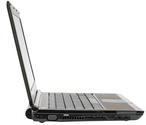Asus U2E Ultra-Portable Notebook with open lidAsus U2E Notebook side view showing ports and open lid.