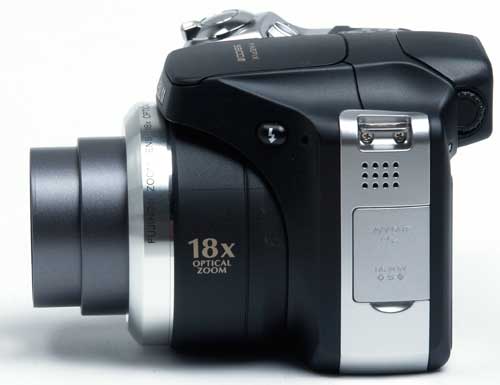 Fujifilm Finepix S8100fd camera with 18x optical zoom lens.