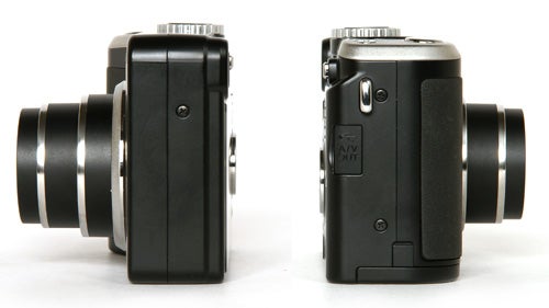 Nikon CoolPix P60 camera from side and front views.