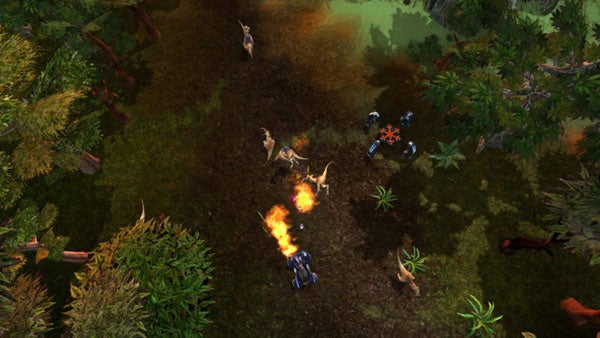 Screenshot of Assault Heroes 2 gameplay showing combat action.Screenshot of Assault Heroes 2 gameplay with top-down combat view.
