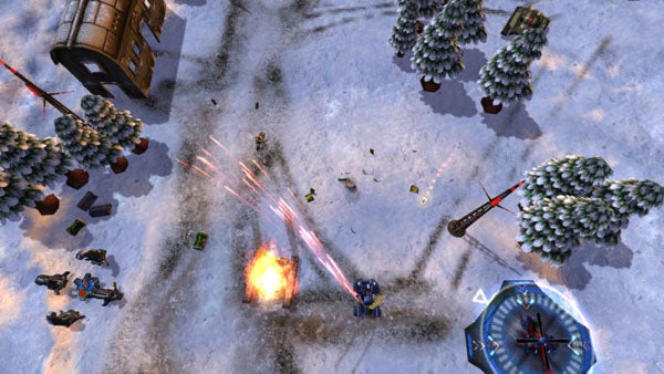 Screenshot of Assault Heroes 2 gameplay with top-down combat action.Screenshot of in-game action from Assault Heroes 2 video game.
