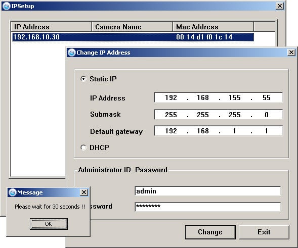 Screenshot of TRENDnet camera IP configuration interface.