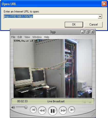 Screenshot of TRENDnet IP Camera interface with live video feed.