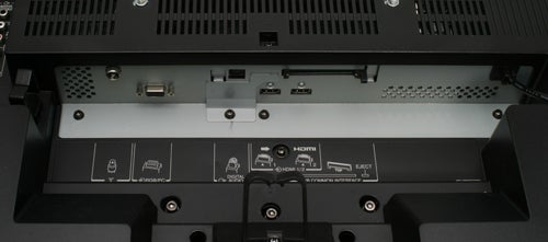 Back panel connectivity ports on Toshiba Regza 40ZF355D LCD TV.