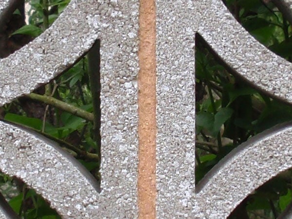 Close-up of a metallic pattern with foliage in the backgroundDecorative metal wheel with sparkle finish against foliage background.