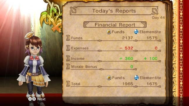 Screenshot of financial report in Final Fantasy Crystal Chronicles game.Screenshot of financial report from Final Fantasy Crystal Chronicles game