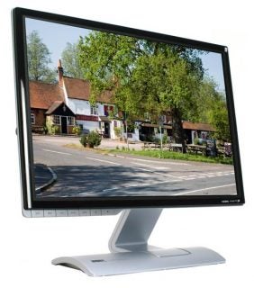 BenQ V2400W 24-inch LCD monitor displaying street scene.
