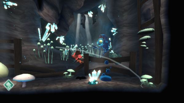 Screenshot from LostWinds game showing character in a cave.