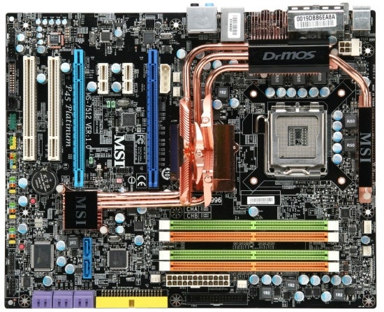 MSI P45 Platinum motherboard without components installed.