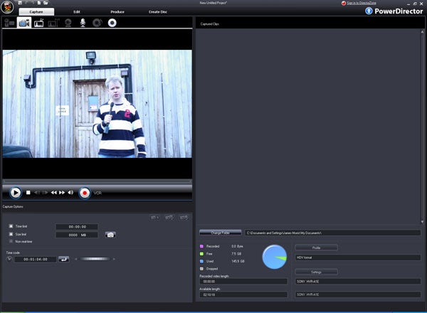Screenshot of CyberLink PowerDirector 7 video editing software interface.Screenshot of CyberLink PowerDirector 7 interface with video editing.