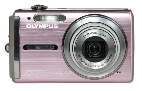 Olympus FE-340 8.0-megapixel pink digital camera.Olympus FE-340 digital camera in pink color.