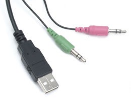 USB and audio connectors on a white background.