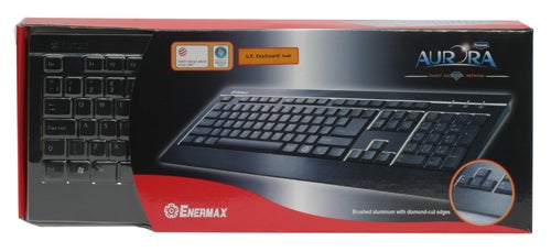 Enermax Aurora Premium keyboard packaging.Enermax Aurora Premium keyboard in packaging.