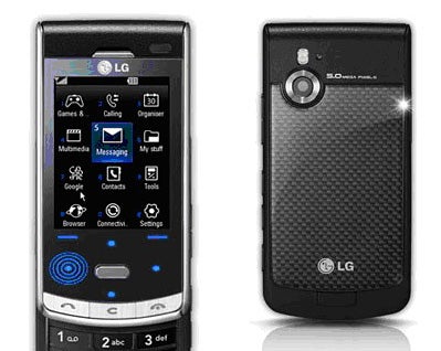 LG Secret KF750 phone front and back viewLG Secret KF750 phone front and back view.