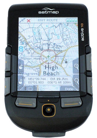 Satmap Active 10 handheld GPS device displaying a map.