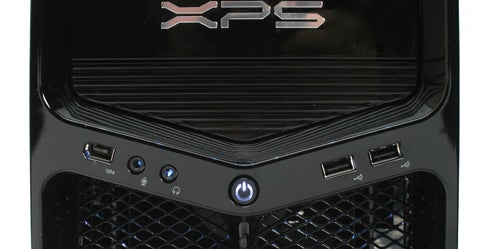Close-up of Dell XPS 630 gaming PC front panel.