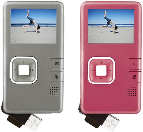 Creative Vado Pocket Video Cam in gray and pink colors.