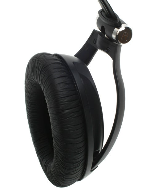 Close-up of Sennheiser PC 350 headset ear cup.Close-up of Sennheiser PC 350 gaming headset earcup.
