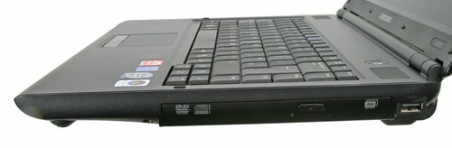 Side view of Samsung R410 14.1-inch laptop showing ports.Side view of Samsung R410 Notebook PC showing ports.