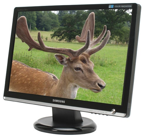 Samsung SyncMaster 226cw monitor displaying a deer on screen.