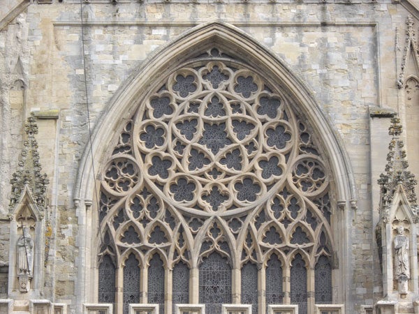 Gothic church window architecture detail.Detailed photo of gothic church window architecture.