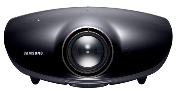 Samsung SP-A800B projector front view on white background.