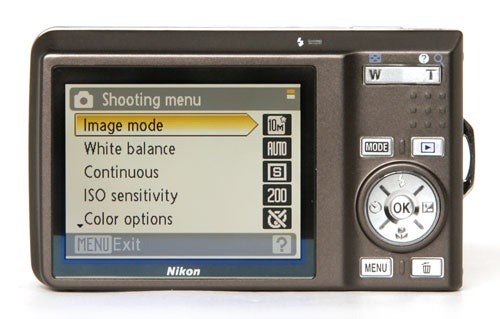 Nikon CoolPix S550 camera displaying shooting menu options.