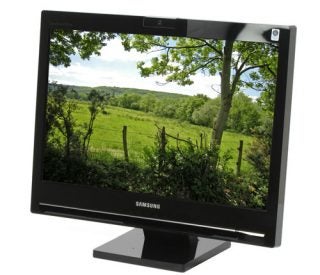 Samsung SyncMaster 225uw LCD monitor displaying a landscape.