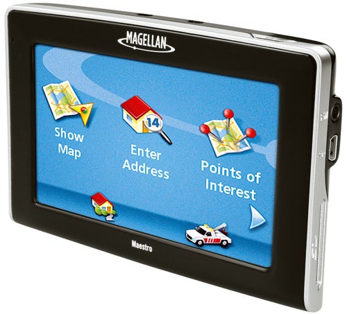 Magellan Maestro 4245 GPS device displaying main menu screen.