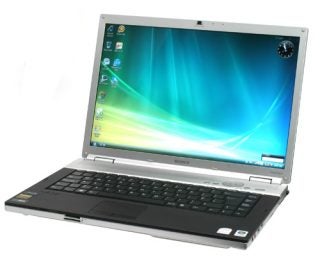 Sony VAIO VGN-FZ31Z laptop with open screen displaying desktop.