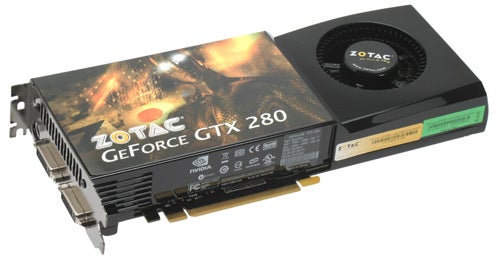 Zotac GeForce GTX 280 graphics card on white background.