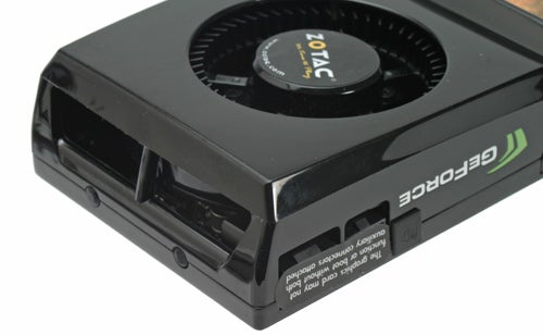 Close-up of Zotac GeForce GTX 280 graphics cardZotac NVIDIA GeForce GTX 280 graphics card close-up