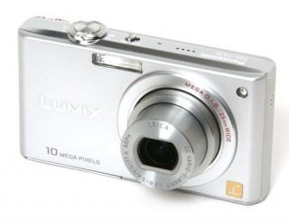 Panasonic Lumix DMC-FX35 digital camera on white background.