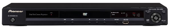 Pioneer DV-410V DVD player front view with display.