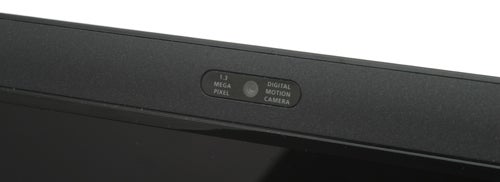 Close-up of Samsung Q45 notebook's built-in camera with labels.