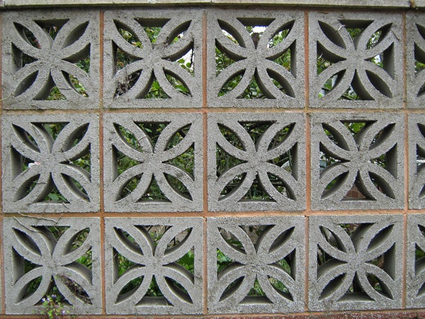Decorative concrete block wall with geometric patternsDecorative concrete block wall with geometric pattern.