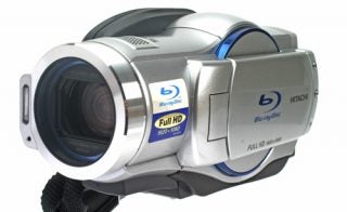 Hitachi DZ-BD70E Blu-ray camcorder on white background.
