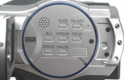 Close-up of Hitachi DZ-BD70E camcorder control buttons.Control panel of Hitachi DZ-BD70E camcorder with buttons