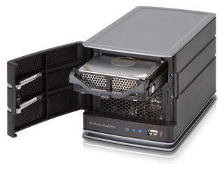Hewlett Packard Media Vault Pro mv5020 with open drive bay.